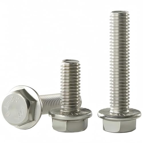 YIIFLY M8 x 20mm Flanged Hex Head Bolts Flange Hexagon Screws, M8x1.25 bolt, 304 Stainless Steel(A2-70), Bright Finish, Fully Threaded, Hexagon Head Bolts, Quantity 15