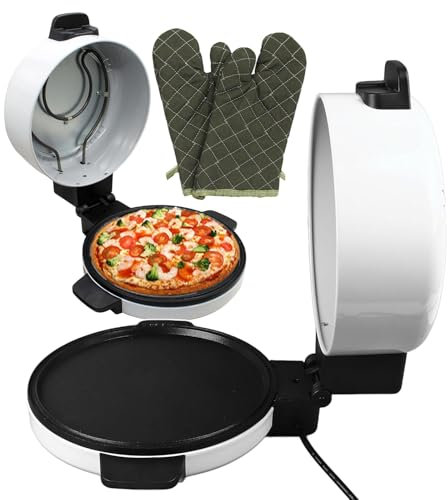 WOTZOV Forno per Pizza Elettrico da Interno - Prepara pizze da 11,8 Pollici in pochi Minuti - Forni per Pizza da banco con 2 Guanti, Macchina per Il Pane per Pizza Automatica 2000 W di r