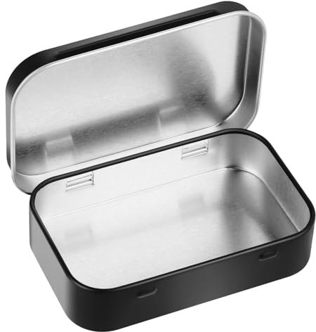 Sibba Lata Rectangular de Metal Vacía con Bisagra Contenedor de Almacenamiento de Plata Caja de Lata Portable Caja de Soporte para Medicamentos Píldora Pequeña Latas Vacías con Tapas para Dulces