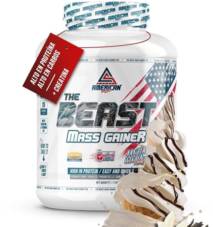 AS American Suplement | Mass Gainer 2kg | Ricco di Carboidrati e Proteine | Aiuta ad Aumentare di Peso e Massa Muscolare | Con Creatina (2 kg (Paquete de 1), Vanille)