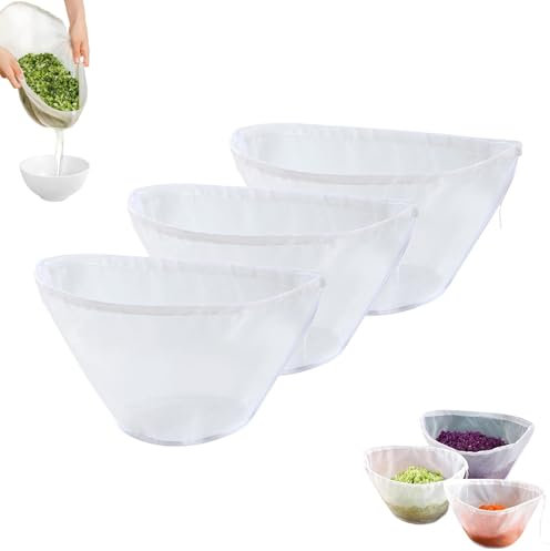 2025 New Soy Milk Bag, Reusable Cheese Cloth Bag for Straining, Organic Unbleached Cotton Cheesecloth or Food Strainer, Organic Nut Milk Bag, Nut Milk Bag Reusable for Straining Oat Milk(3pcs,S)