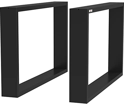 HOMCOM Juego de 2 Patas de Mesa de Acero 70x41 cm Patas Rectangulares de Mesa para Muebles de Bricolaje Estilo Industrial con Tornillos y Protectores de Suelo Negro