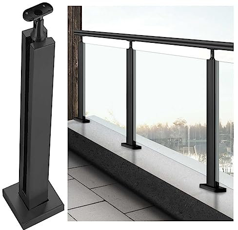CVERTHAF Poteaux de clôture en Verre, poteaux de Balustrade, système de poteaux de Garde-Corps en Verre Noir, Pince de Balustrade en Verre pour intérieur et extérieur, kit de Garde-Corps de terrasse