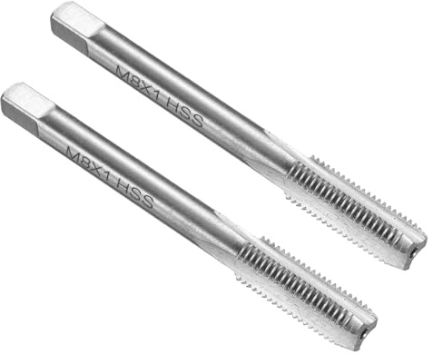QUARKZMAN 2 Stück Hand Gewindebohrer Set, M8x1 Metrisch Gewindeschneider, Rechtshänder HSS6542, Geradnut-Schlichtschneider(SB)