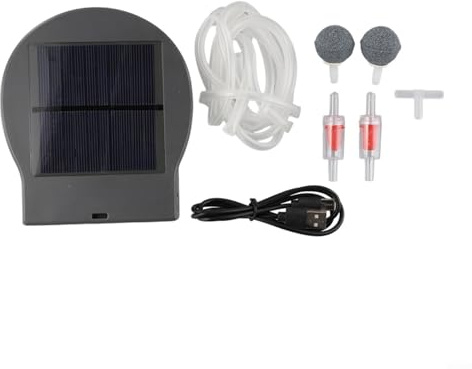 Alanmoship Solar Powered Oxygen Pump For Fish Tank Aquarium Pond 3 Adjustable Modes Portable Aerator With Large Capacity Easy Installation