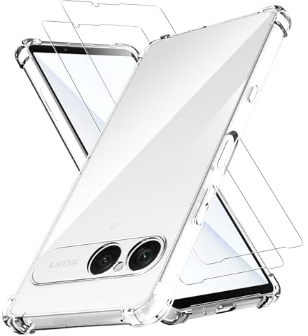 Anoowkoa Handyhülle für Sony Xperia 10 VII Hülle und 2 Stück Panzerglas CASE Cover[Matt Schwarz Silikon Handy Hüllen] [Stoßfest Kratzfest ] Dünne TPU und PC Hybrid Schutzhülle