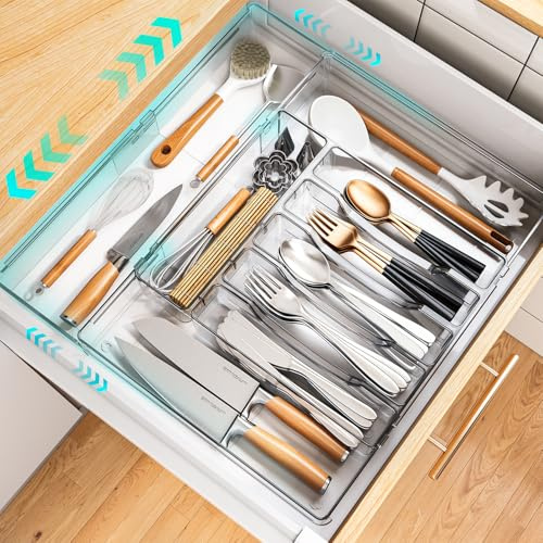 StowBin Extendable Cutlery Drawer Organiser,Adjustable Cutlery Tray