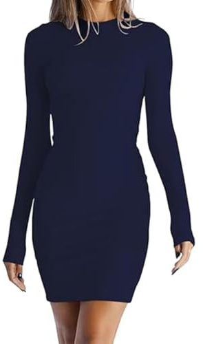 LACOZY Women Long Sleeve Bodycon Dresses Fall Trendy Sexy Cocktail Party Midi Dress Casual Ribbed Knit Mini Dresses