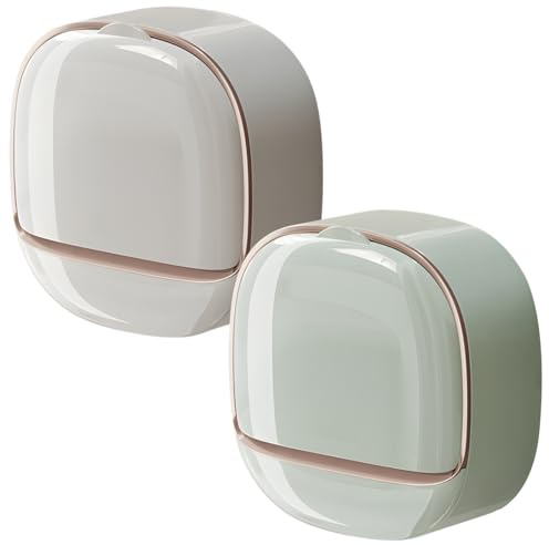 Porte-savon de douche, 2 pièces à fixation murale avec couvercle, compact et peu encombrant, idéal pour une utilisation dans la salle de bain, installation sans perçage, étanche et résistant à la