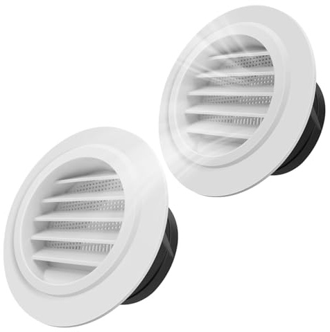 MEISO - Rejilla de ventilación redonda (2 piezas, 100 mm, rejilla de escape ABS, rejillas de ventilación regulables, para interior y exterior, entradas y salidas de aire de pared y techo