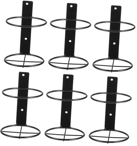 MUCKLILY Iron Wine Rack Wall-mounted Wine Bottle Holder 6pcs Set for Kitchen Bar Display