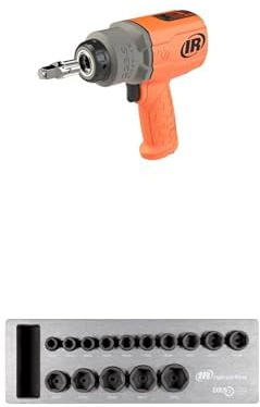 Ingersoll-Rand 2236QTIMAX-O DXS2 Druckluft-Schlagschrauber, Leise, 2034 Nm Drehmoment, Titan-Hammergehäuse, Orange, DXS2 Sechskantantrieb metrisch Schlagstecknuss Satz, 15-teilig, Chrom-Molybdän-Stahl