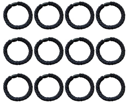 VILLCASE 20 Stück Elastische Haargummis für Mitteldickes und Dickes Haar Dicke Zopfhalter Schwarze Haarbänder für Mädchen und Kleinkinder Sicherer Halt für Pferdeschwanz und Dutt