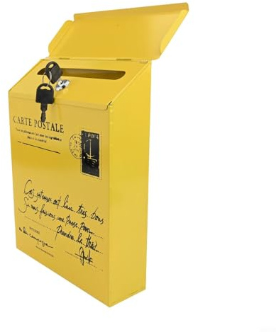 Eawfgtuw Cassetta delle lettere vintage da parete con serratura, cassetta delle lettere in ferro rustico, per casa esterna, impermeabile, per giornali postali, giallo, arancione (giallo)