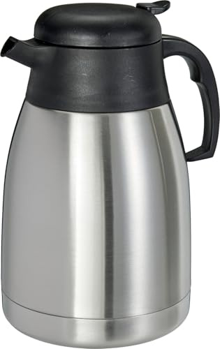ABRUS - Stainless Steel Airpot Vacuum Flask with Push Pump, 1.8L, Keeps Hot 12 Hours, Cold 24 Hours, for Home, Office & Catering (1.55, litres)