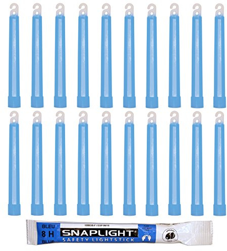Cyalume SnapLight Knicklichter in Blau (20-er Pack) - 15 cm Glow Sticks mit Haken am Ende - ultra helle Light Sticks mit einer Leuchtdauer von 8 Stunden