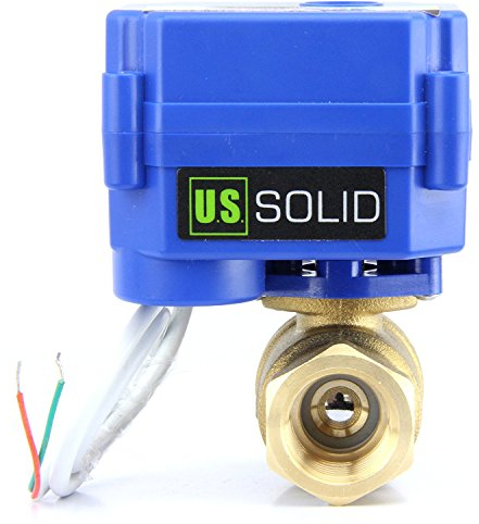 U.S. Solid 1 Brass Motorized Ball Valve DN25 Electrical Ball Valve, 9-24V AC/DC, 2 Wire Auto Return Setup