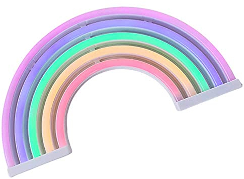 belupai LED Neon Light Signs Décoration de chambre LED Neon Veilleuses Alimentées par piles et USB Éclairage d'intérieur Lampe de chevet et Lampe de table pour chambre à coucher (Arc-en-ciel)