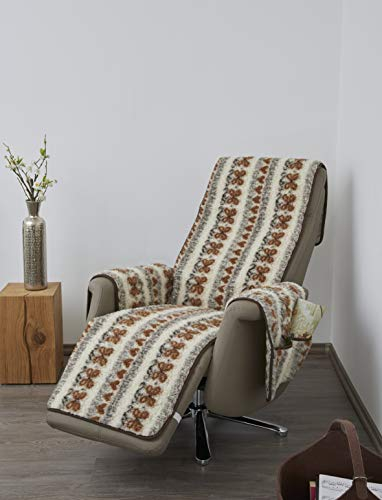 Schurwoll-Sesselschoner mit Armlehnenschoner und langem Fußteil, Folklore