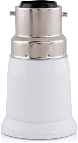 CABLEPELADO Adaptador B22 a E27 | Adaptador conversor de montura B22 a casquillo E27 | Apto para lámparas LED halógenas y de ahorro | Plástico | 1 unidad