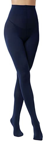 EVERSWE Women's 80 Den Soft Opaque Tights, Women's Tights (L/XL, Navy)