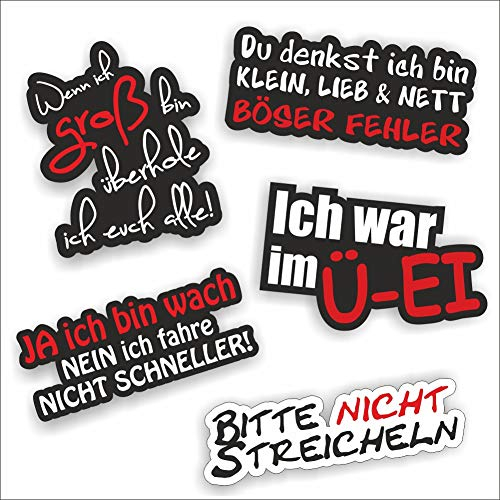 Folien-Zentrum - 5 Aufkleber Set - hochwertiger Aufkleber Auto Tuning - OEM & JDM Autosticker - Lustige Aufkleber für Auto - Stickerbomb - Autoaufkleber - Made in Germany