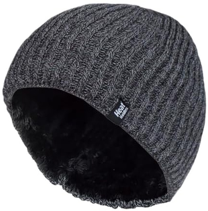 HEAT HOLDERS - Men's Thermal Fleece Lined Ribbed Knitted Winter hat 3.4 tog - One Size