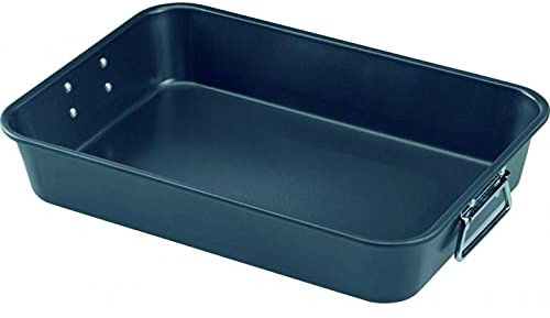 BAUMALU, Plat à four compact, en acier carbone durable, avec revêtement antiadhésif, format idéal pour gratins individuels ou cuisson duo, nettoyage facile, 30 x 22 cm, noir