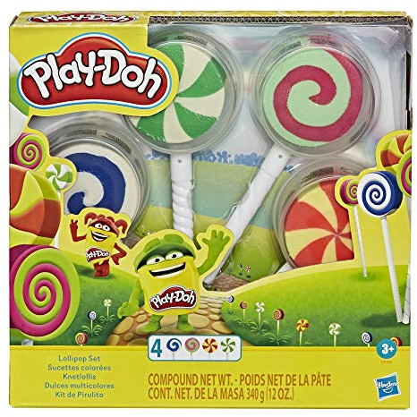 Play-Doh – 4 moules à Sucette remplis de Pate A Modeler – 84g chacun