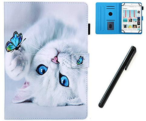 HereMore Universal-Schutzhülle für Tablet 10,1 Zoll (25,6 cm), mit Eingabestift, Schutzhülle für Samsung A 10.1, Huawei M5 Lite/T3 T5 10, iPad 10,2, Asus ZenPad 10, Lenovo Tab E10, Katze