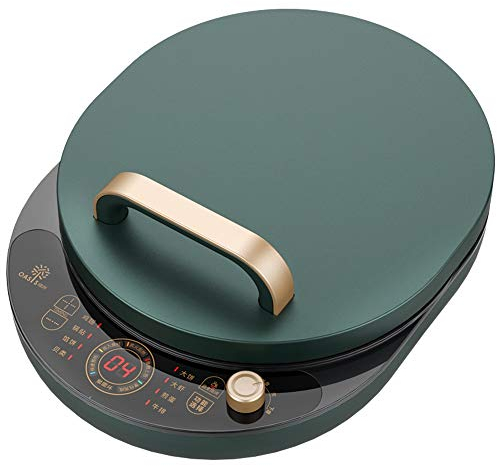 Xyanzi Sartén eléctrica para Pizza Bandeja para Hornear eléctrica de calefacción de Doble Cara para el hogar, Máquina de panqueques, Crepera eléctrica con Apagado automático, Verde, 1500W