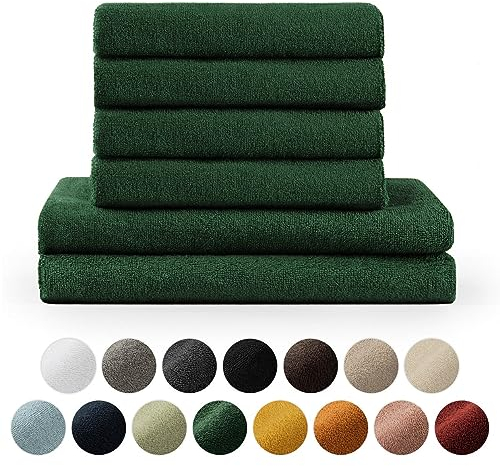 Blumtal Premium Frottier Handtücher Set 4 teilig 100% Baumwolle - Oeko-TEX zertifiziertes Badetuch 2X (70x140 cm) + Towel 4X (50x100 cm) - saugstarkes Frottiertücher Set - Handtücher Grün