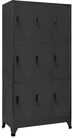 vidaXL Schließfachschrank Spind Schrank Umkleideschrank Metallschrank Fächerschrank Aktenschrank Büroschrank Lagerschrank Anthrazit 90x45x180cm Stahl