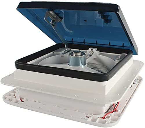 TANFEI Ventilatore da tetto per camper, camper, camper, camper, camper, camper, tetto, ventilazione, foro lucernario di scarico, dimensioni 28 x 28 cm (con luce a LED)