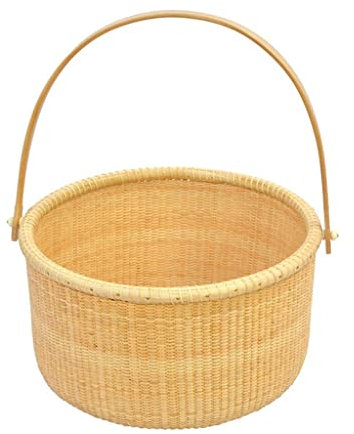 NIVOVA Picknickkorb aus Rattan für den Außenbereich, Osterkorb, Rattankorb, runder Korb, Einkaufskorb(Size:26.5x17cm)