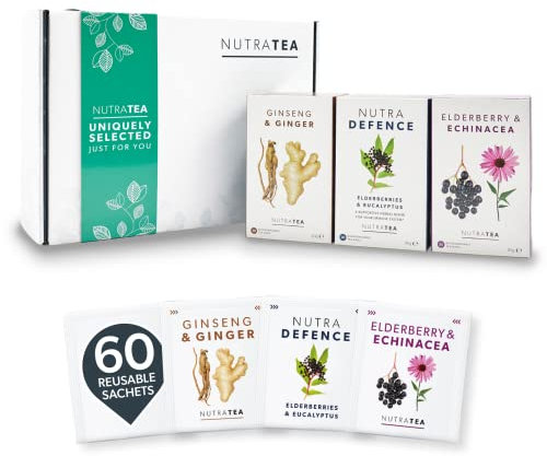 NutraTea - The Winter Wellness Gift Box - Herbal Teas Perfect For Wellbeing & Winter Months - Tea Gift Box For Christmas, Get Well Soon & Birthdays - Herbal Tea Gift Set - 60 Tea Bags | 3 Flavours