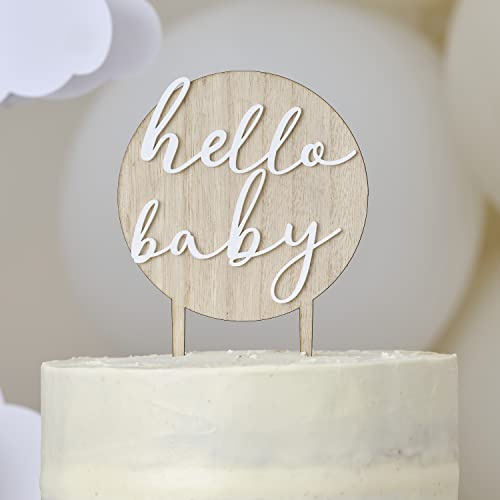 Ginger Ray Hello Baby Wood and Acrylic Baby Shower Cake Topper Decoration