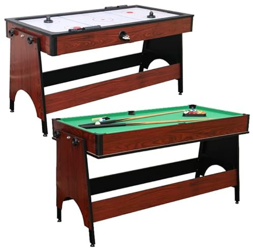 5ft Family Leisure Multi Games 2 in 1 Flip Pool and Air Hockey Table In Mahogany With All Accessories, Great for Kids and Adults