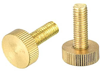 sourcing map Knurled Thumb Screws, M8x25mm Flat Brass Bolts Grip Knobs Fasteners for PC, Electronic, Mechanical 2Pcs