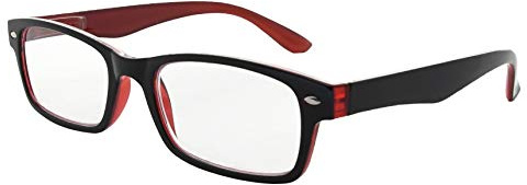 Eyekepper Lesebrille mit Federscharnieren für Damen Schwarz Rot Rahmen Leser +0,50