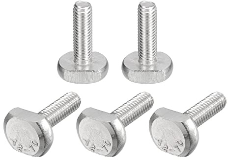 QUARKZMAN 5 Stück T-Schlitzschrauben M6x20mm T-Einwurfschlitz Gleitschrauben 304 Edelstahl T-förmige T-Schienenschrauben