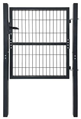 TRMLBE portail de jardin porte de jardin anthracite en acier galvanisé avec serrure porte de cour porte de clôture - 100 × 100 cm