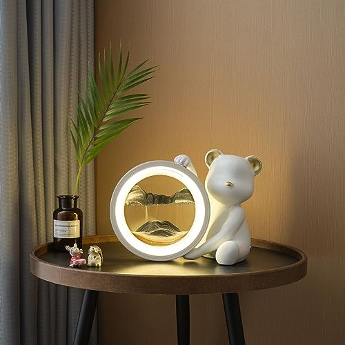 Cadre Sable Mouvant, Sablier Decoratif Cadre Sable Mouvant 3D art ,Peinture de Sable Qui Coule, Cadre Sablier en Verre Rond pour Adultes la Décoration de Bureau à Domicile(Size:Plug-in + Remote Contro