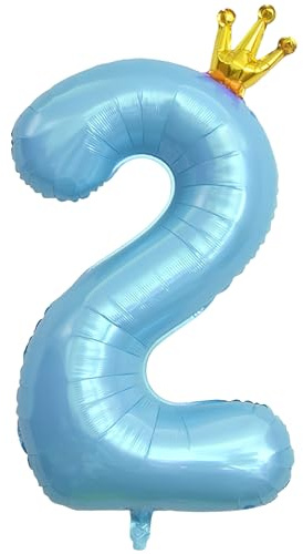 ASTARON Luftballon 2, Zahl 2 Ballon 40 Zoll Zahlenballon für Geburtstag Party Dekorationen, Blau 2nd Birthday Ballons mit Krone für Jungen Geburtstag Dekoration Jahrestag Dekorationen