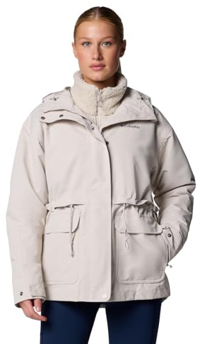 Columbia Women's Drop Ridge 2 Interchange Jacket, 3 In 1 Interchange Winter Coat, Dark Stone, L