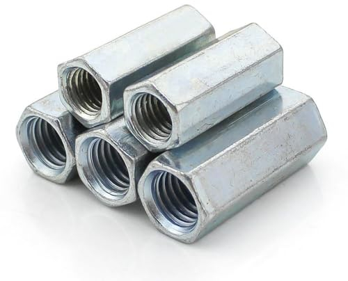 20 Stück M6 M8 Sechskant-Langmuttern, Verbindungsmuttern, Gewindestange, Kohlenstoffstahl, verzinkt, Lange Sechskantmuttern, L = 16 mm, 20 mm, 25 mm (Size : 20pcs M8x20)