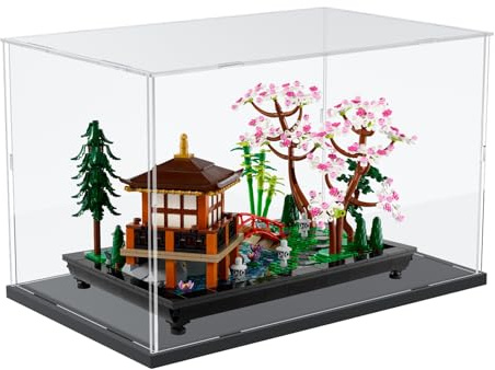 Nynelly Acrylic Display Case for Lego Tranquil Garden 10315 for Lego Ducati 42107 Vespa 10298 Models Figures - Assemble Dustproof Thickened Clear Display Box Cabinet (Black, 40x25x25 cm)