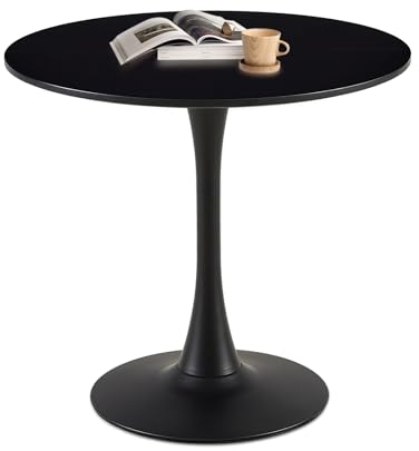 anrekl küchentisch Kleiner Esstisch runder Esstisch Couchtisch für Küche Esszimmer Wohnzimmer Büro einfacher Kleiner Tisch für 2-4 Personen Schwarz