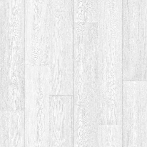 VINYL FLOORING UK White Wood Effect Anti-Slip Vinyl Flooring forLivingRoom, Hallways, Kitchen, 2.0mm Thick Cushion Backed Vinyl Sheet, Waterproof Lino Flooring-1m(3'3) X 2m(6'6)-2m²