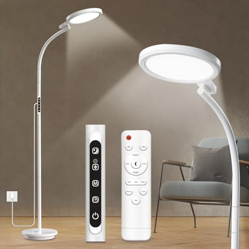 Sozapooty Light Therapy Lamp, LED 10000 Lux Floor Happy Therapy Light, UV-Free Sun Lamp with 5 Brightness & 5 Color Temperatures, 3 Heights for Apartment/Office/Home